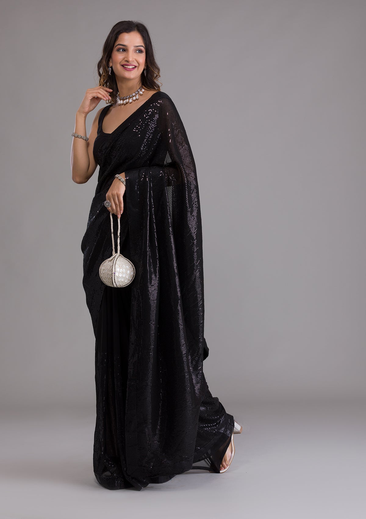 Black Saree For Farewell - Buy Black Saree For Farewell Online