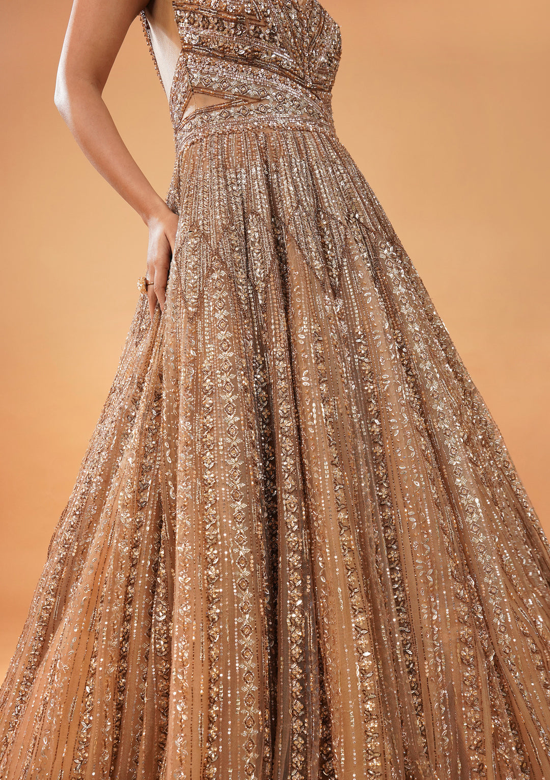 Gold Silver Stonework Net Gown