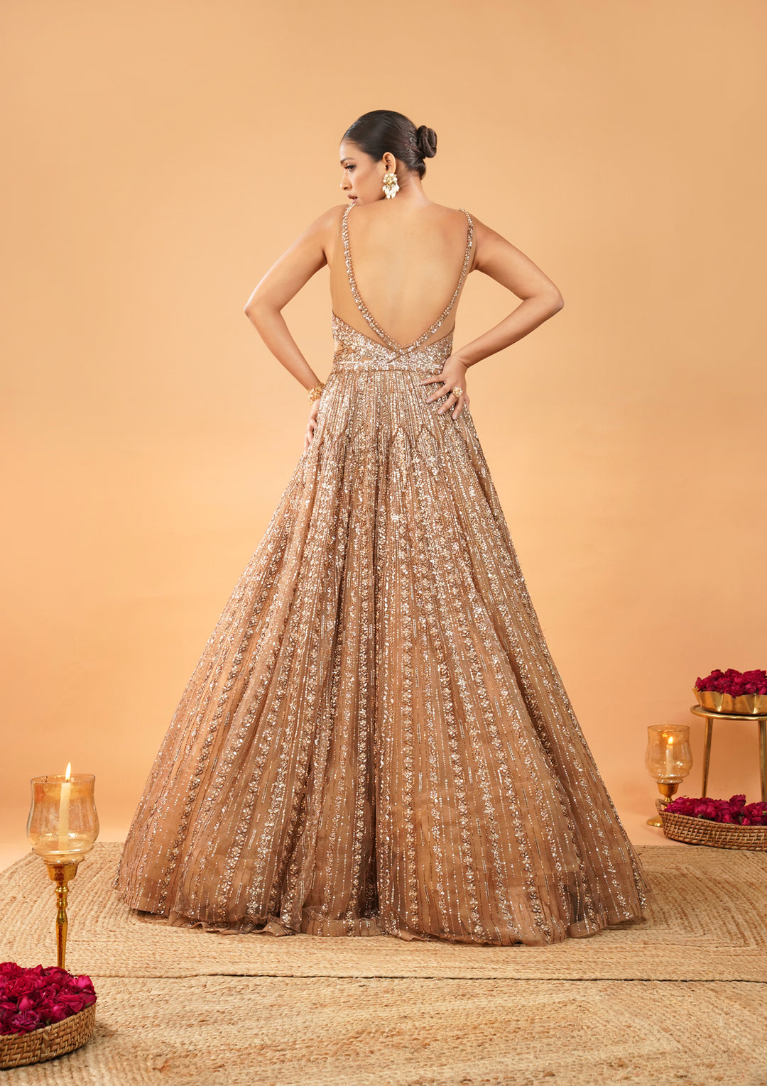 Gold Silver Stonework Net Gown