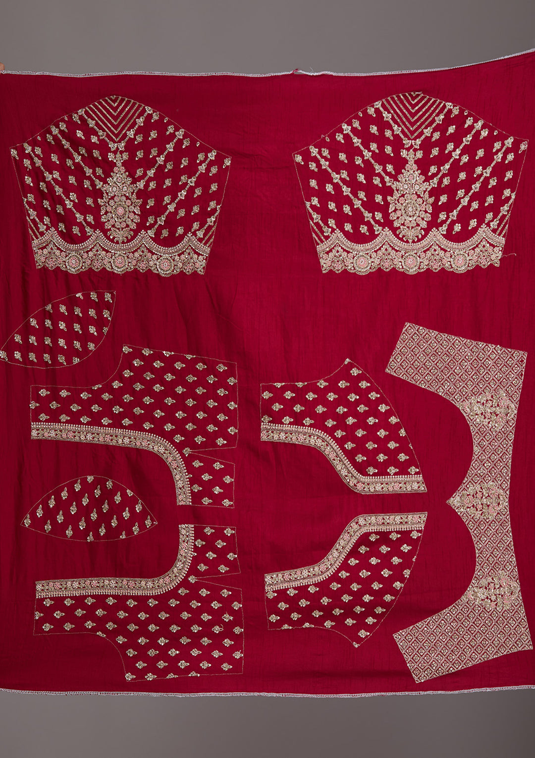 Maroon Zardosi Raw Silk Semi-Stitched Lehenga