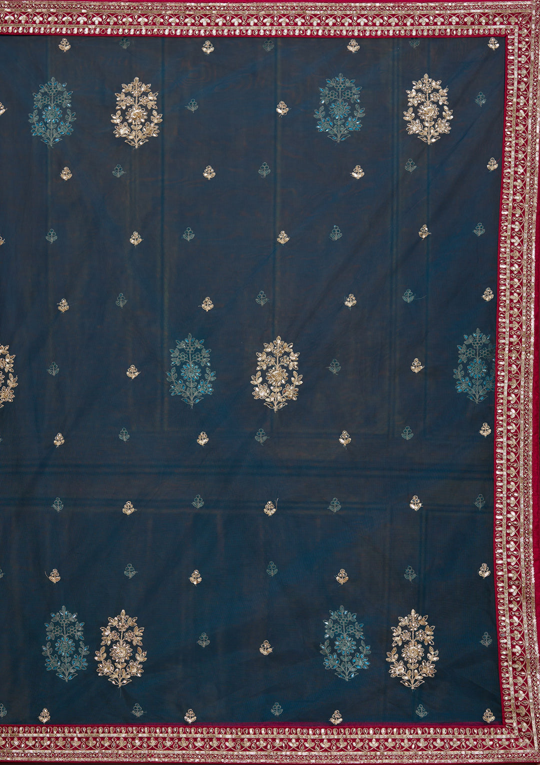 Peacock Blue Cording Net Readymade Lehenga