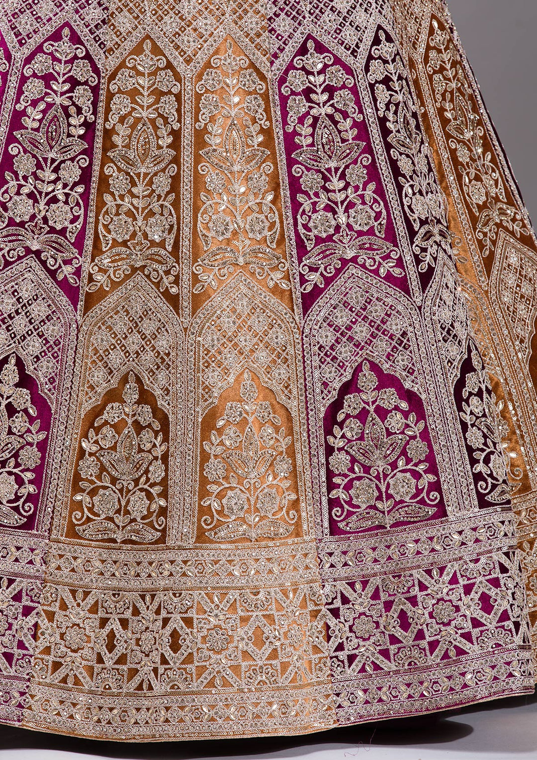 Wine Sequins Velvet Semi-Stitched Lehenga