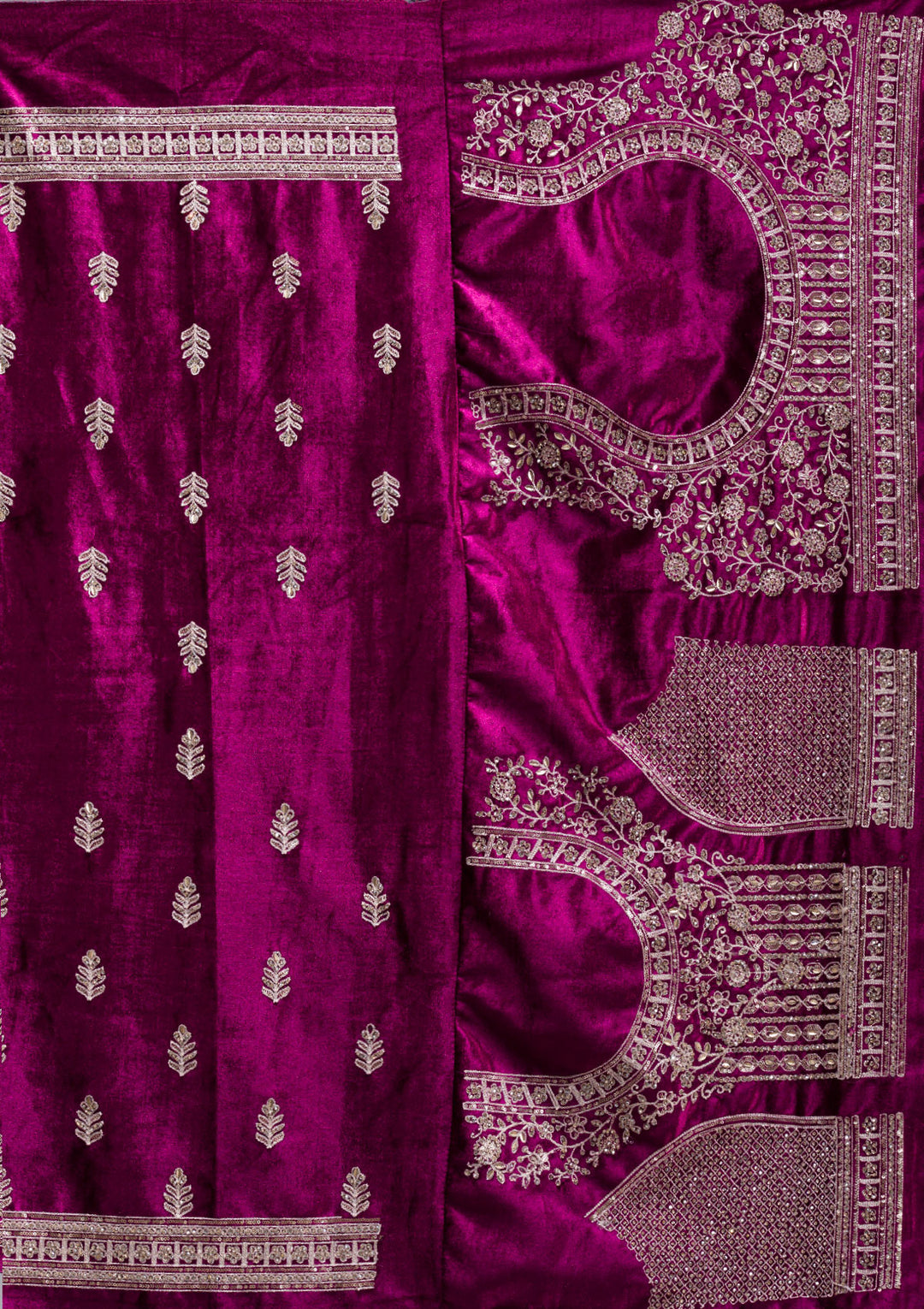 Wine Sequins Velvet Semi-Stitched Lehenga