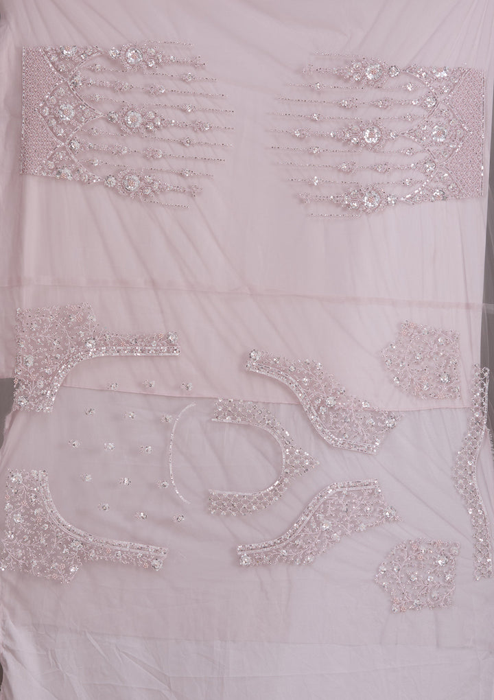 Baby Pink Cording Net Readymade Lehenga