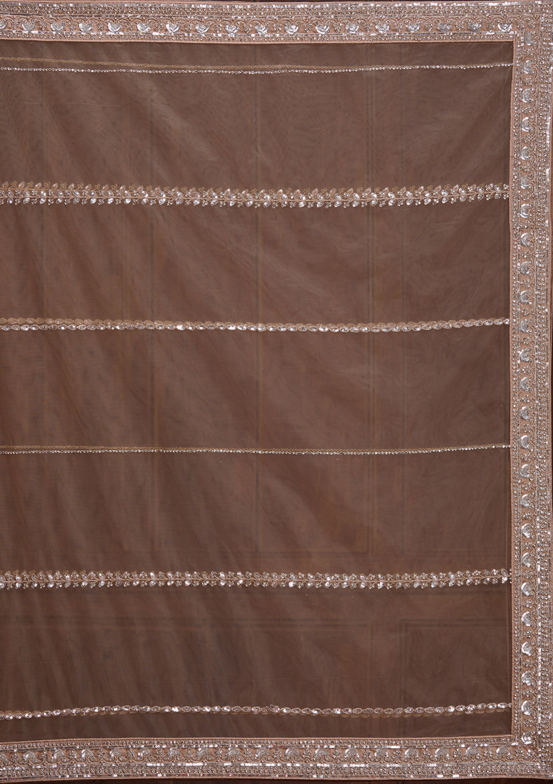 Beige Cording Net Readymade Lehenga