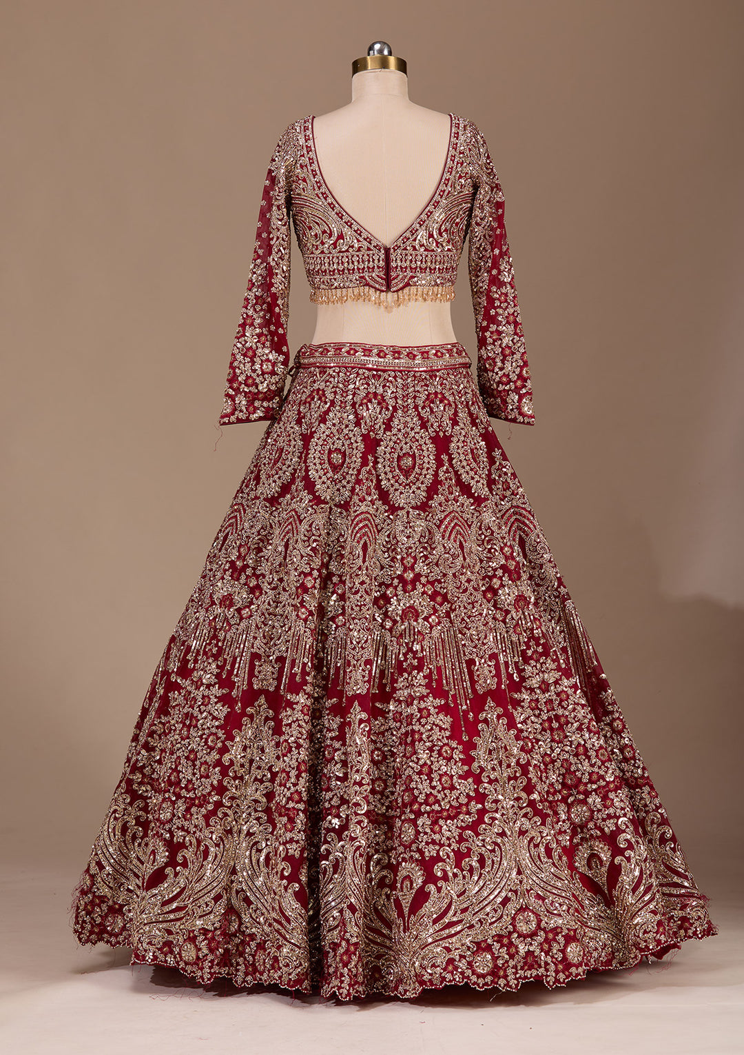 Maroon Sequins Net Readymade Lehenga