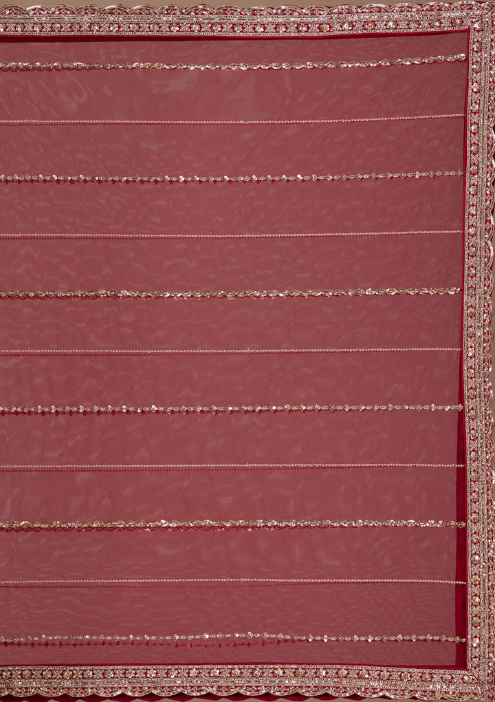 Maroon Sequins Net Readymade Lehenga
