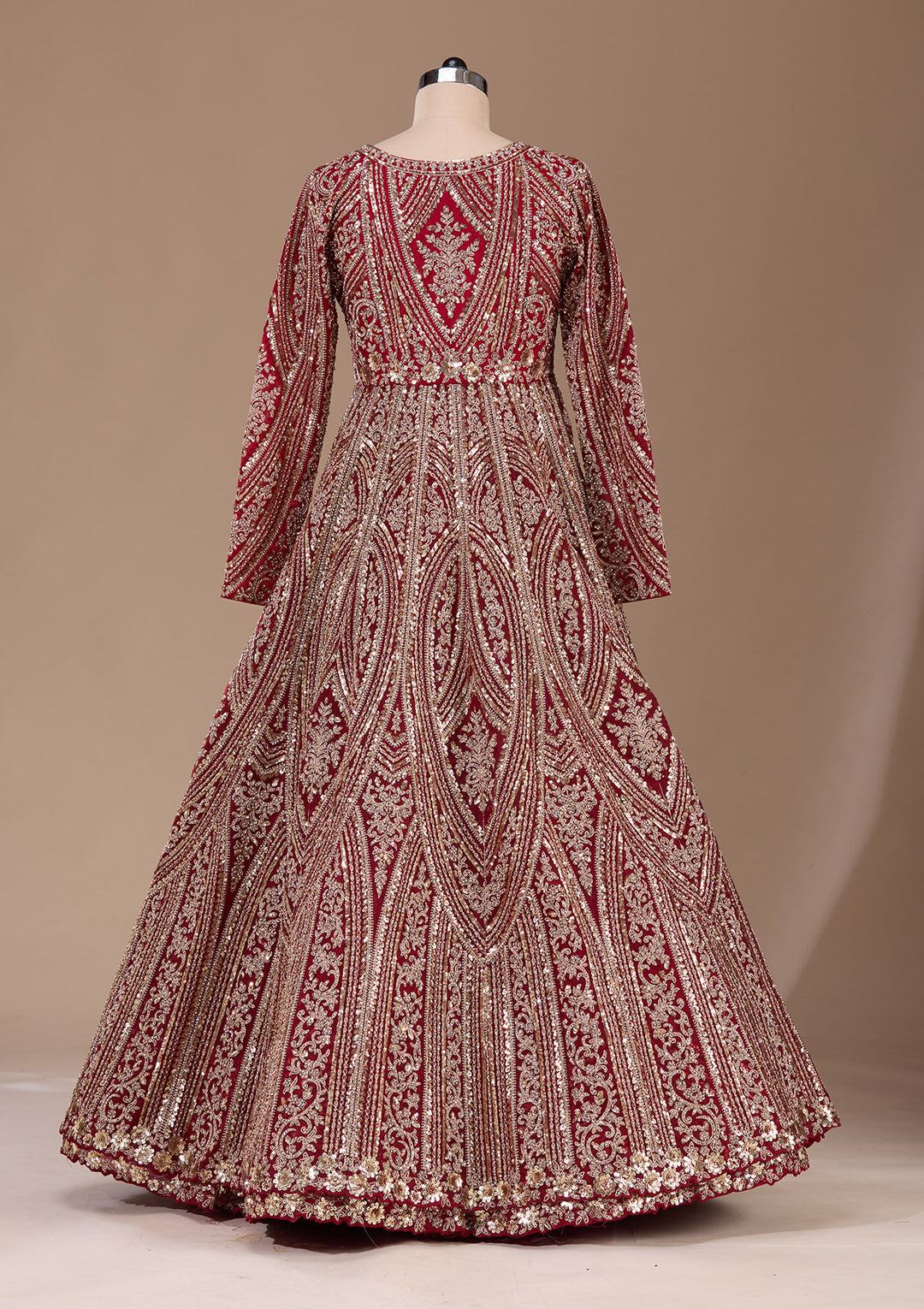 Maroon Sequins Net Readymade Lehenga
