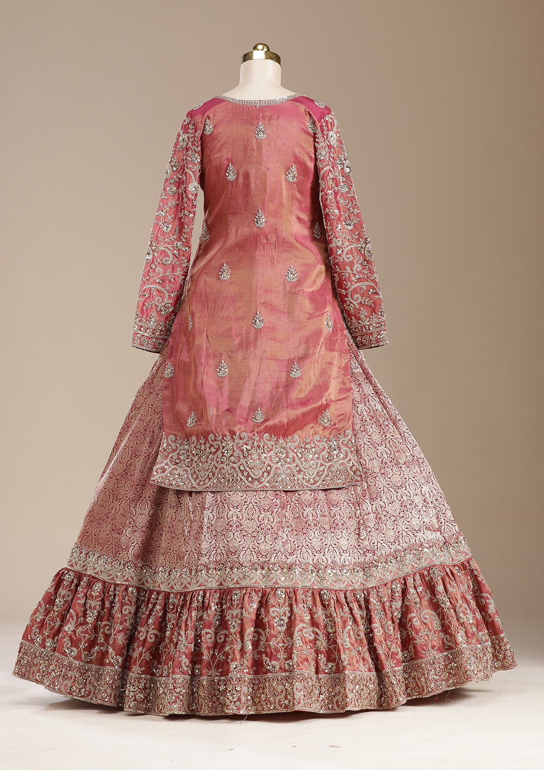 Maroon Cording Brocade Readymade Lehenga