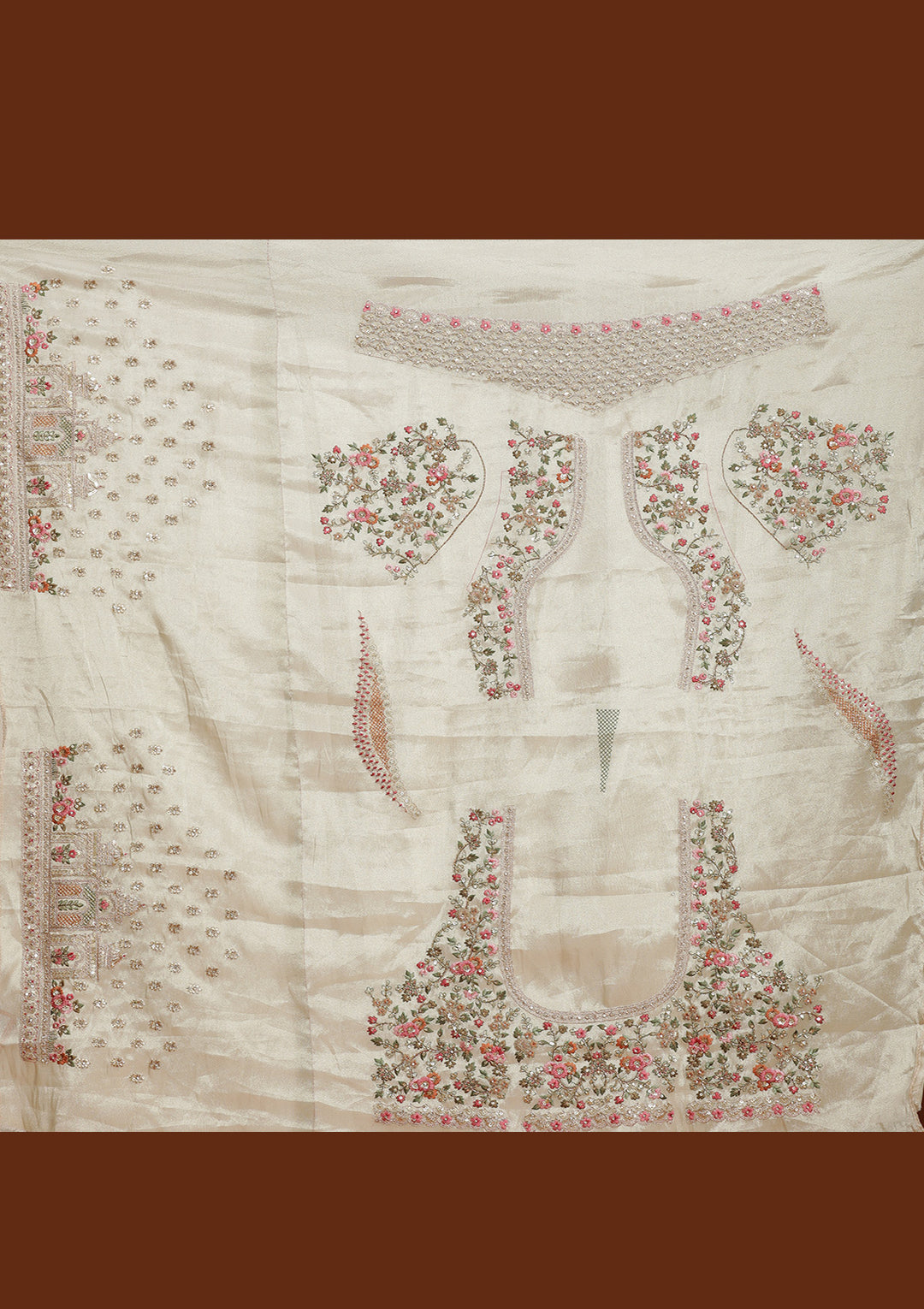 Wine Threadwork Organza Readymade Lehenga