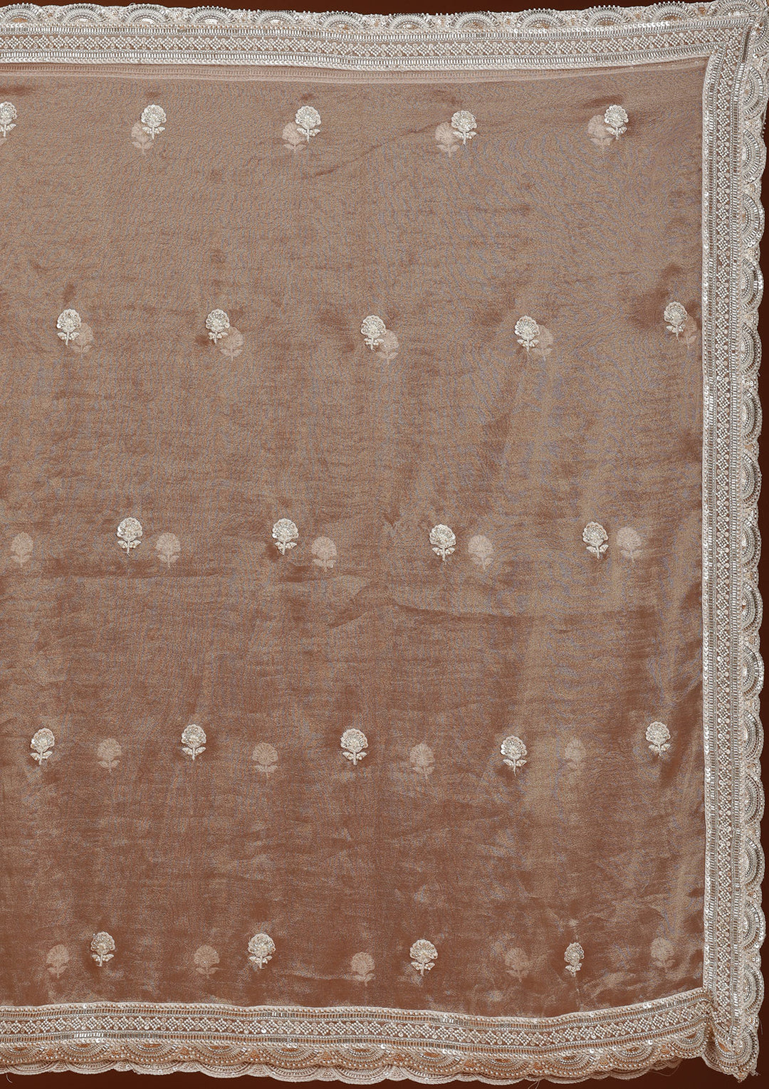 Pink Threadwork Organza Readymade Lehenga