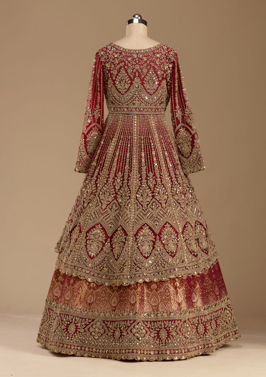 Maroon Cording Net Readymade Lehenga