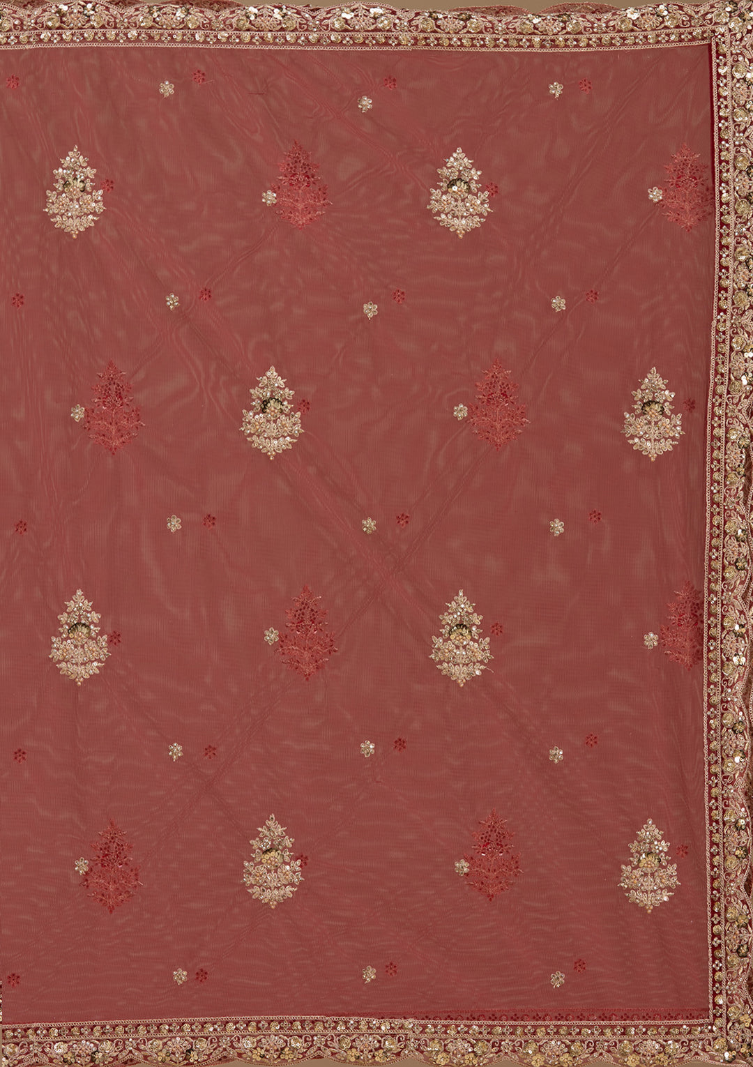 Maroon Cording Net Readymade Lehenga