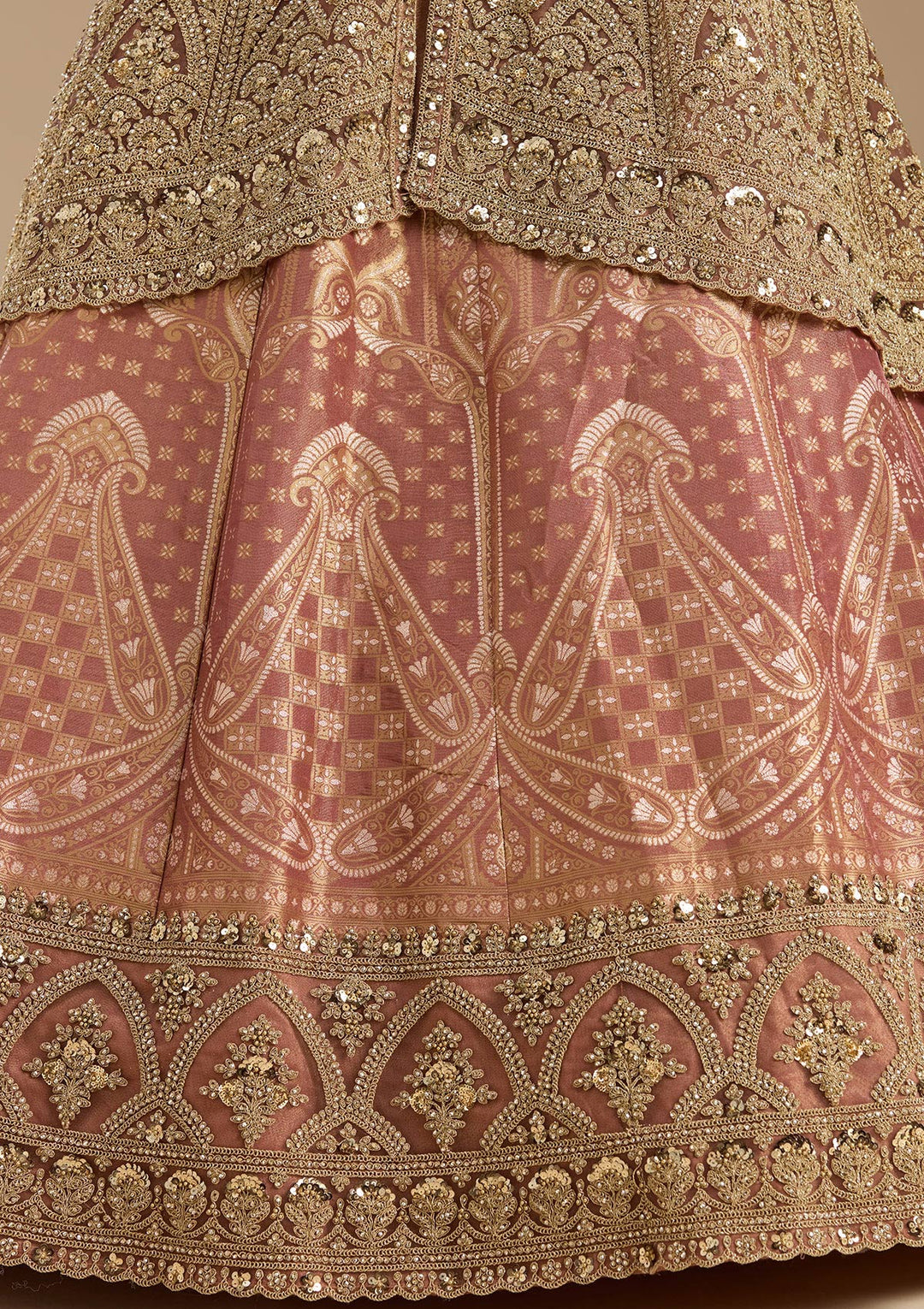 Onion Pink Cording Net Readymade Lehenga