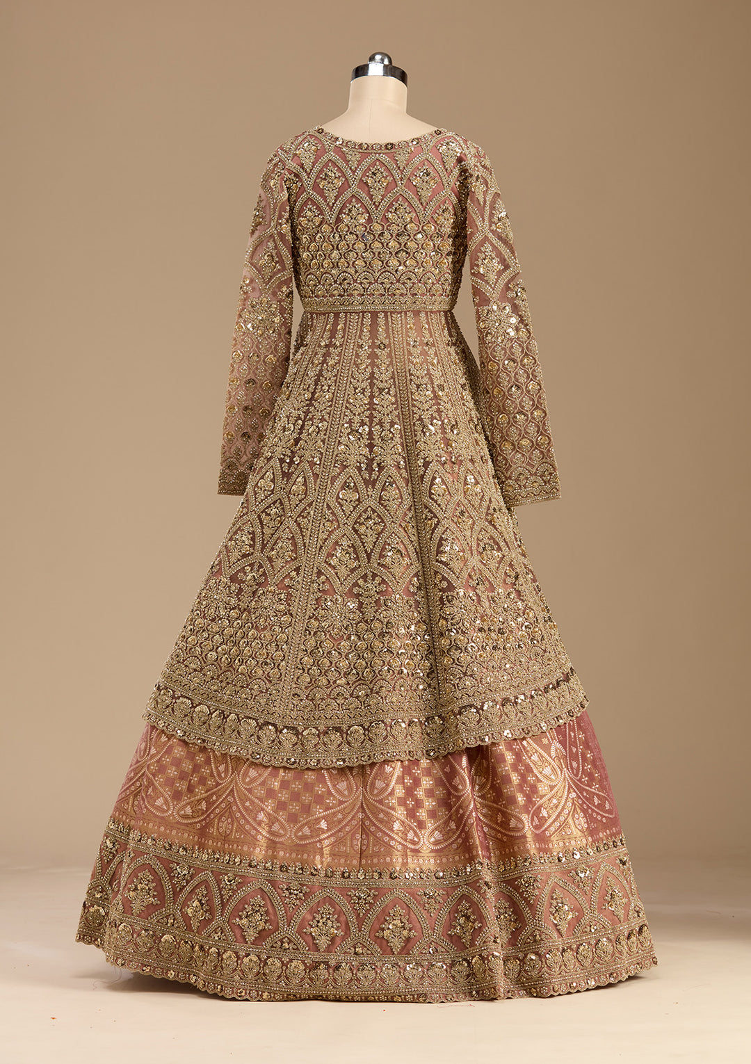 Onion Pink Cording Net Readymade Lehenga