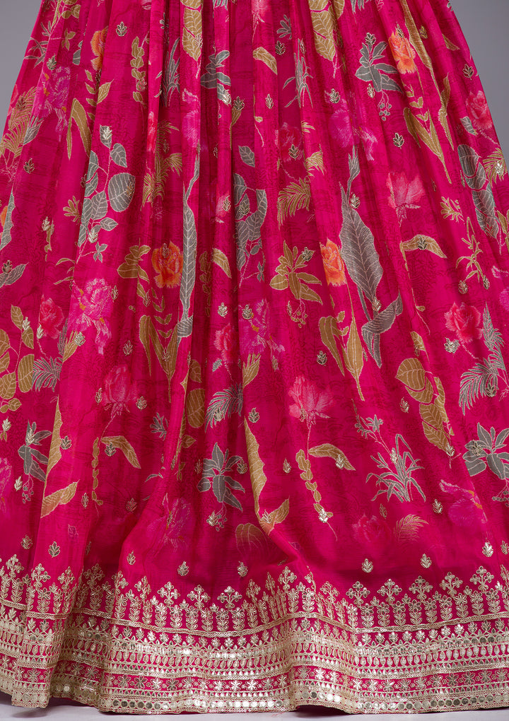 Rani Pink Sequins Georgette Readymade Lehenga