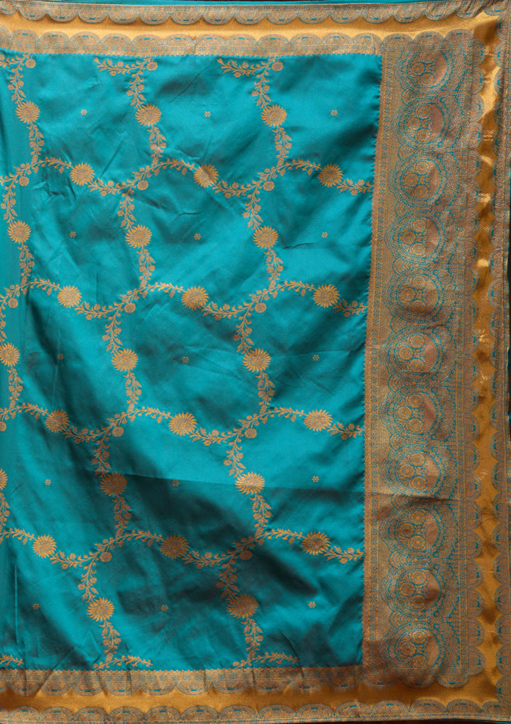 Beige  Banarasi Semi- StitchedLehenga