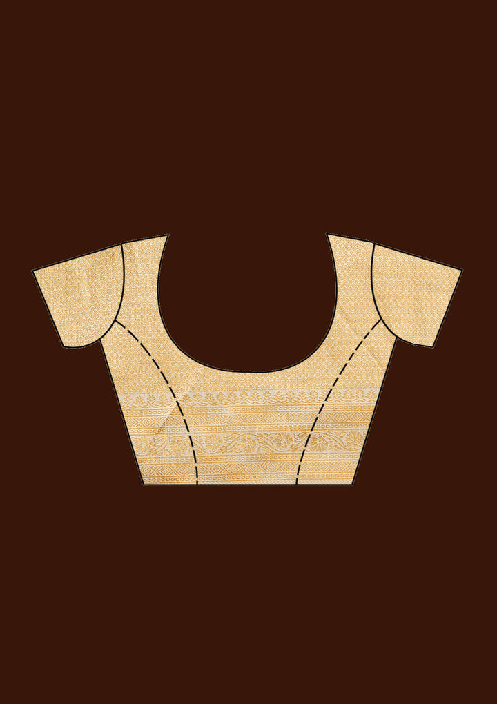 Off White  Banarasi Semi-Stitched Lehenga