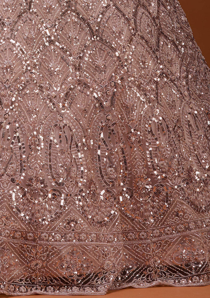 Baby Pink Cutdana Net Readymade Lehenga