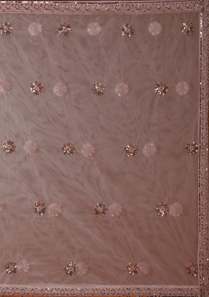 Baby Pink Cutdana Net Readymade Lehenga