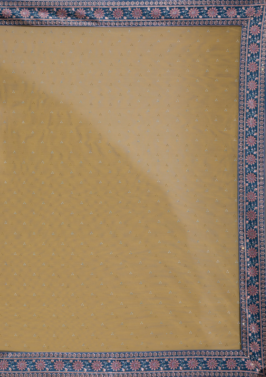 Navy Blue Swarovski Raw Silk Semi-stitched Lehenga