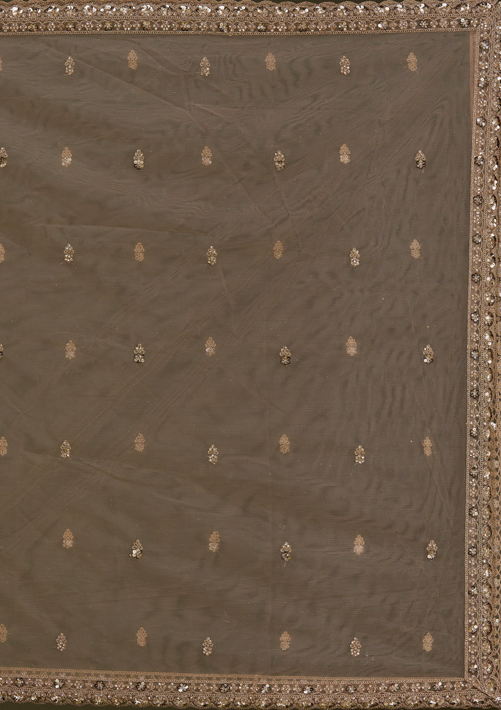 Beige Cording Dola Silk Readymade Lehenga