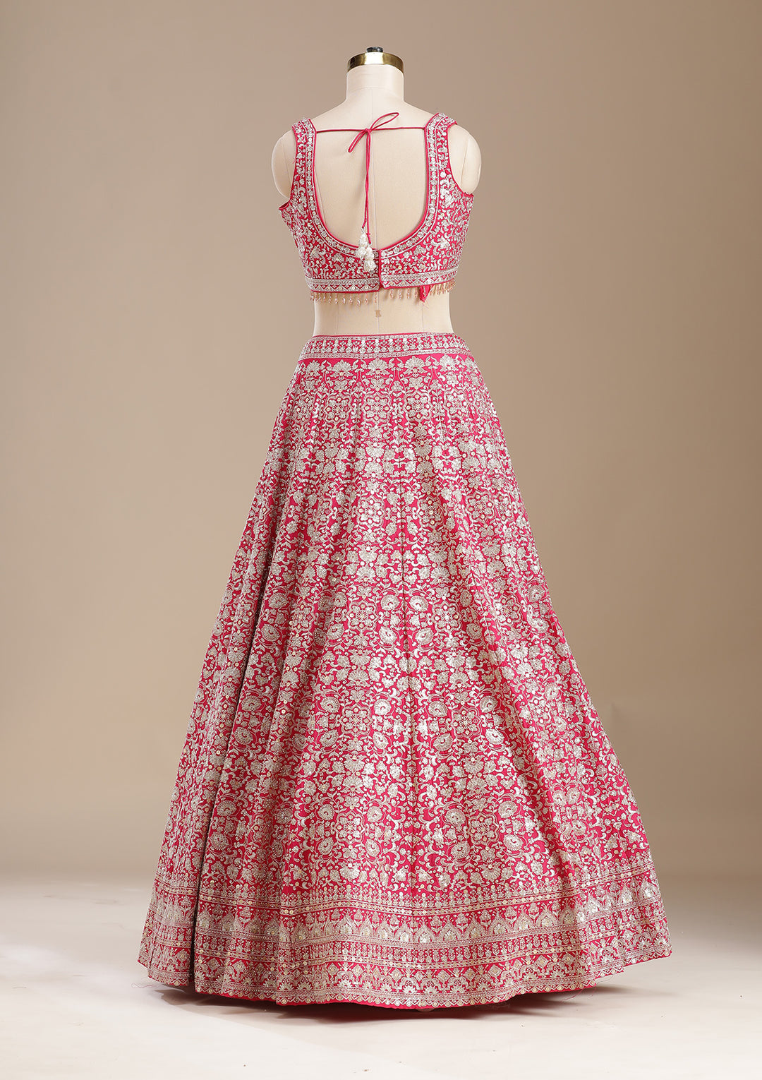 Rani Pink Zardozi (Gold) Georgette Readymade Lehenga