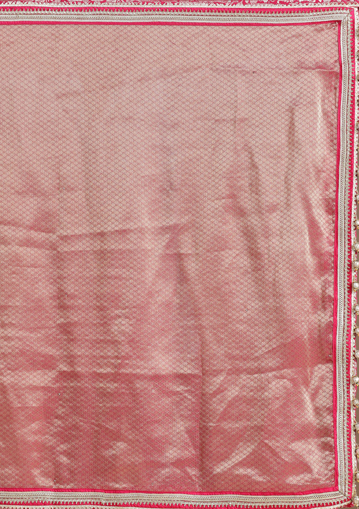 Rani Pink Zariwork (Gold) Banarasi Readymade Lehenga