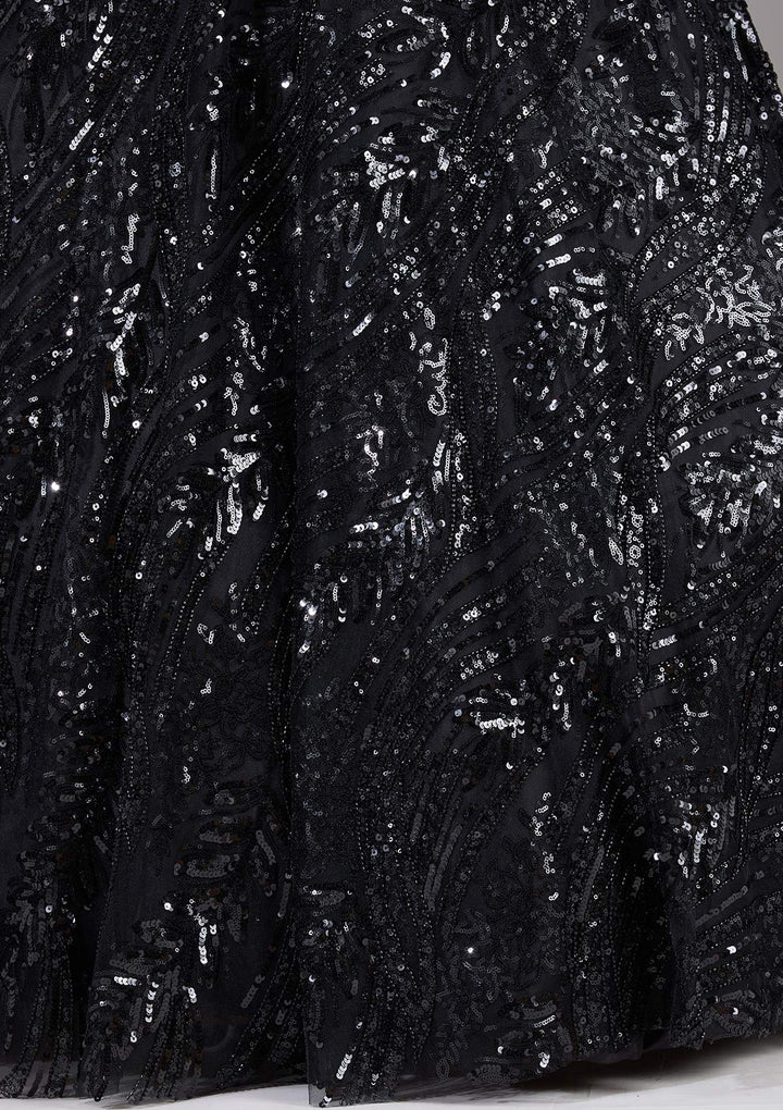 Black Cutdana Net Readymade Gown