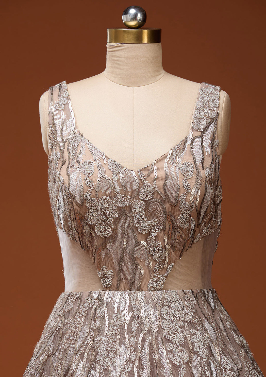 Gold Sequins Net Gown