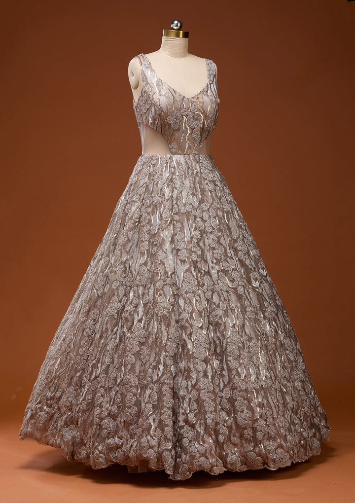 Gold Sequins Net Gown