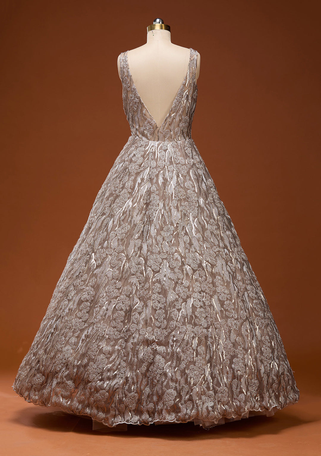 Gold Sequins Net Gown