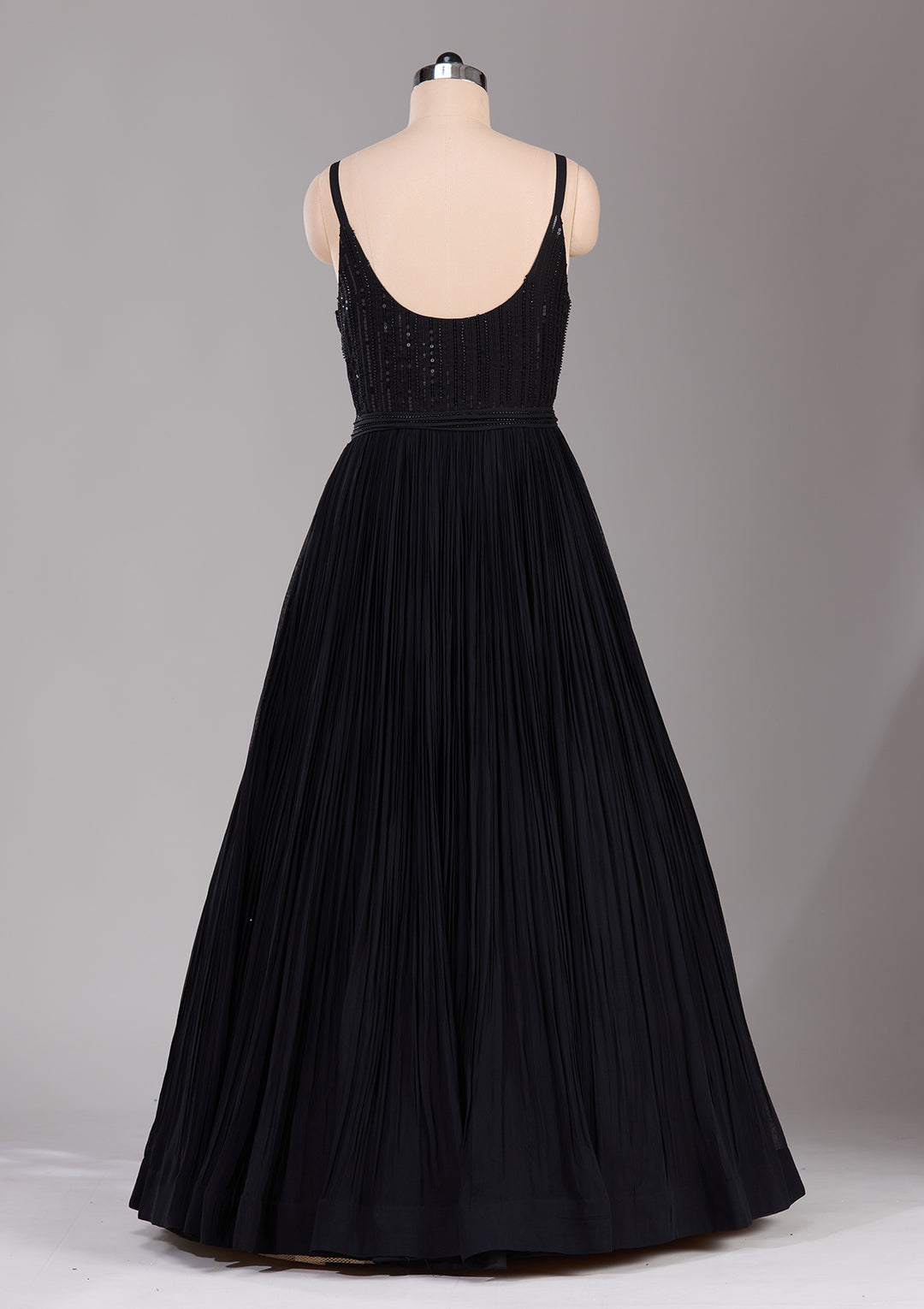 Black Stonework Satin Readymade Gown