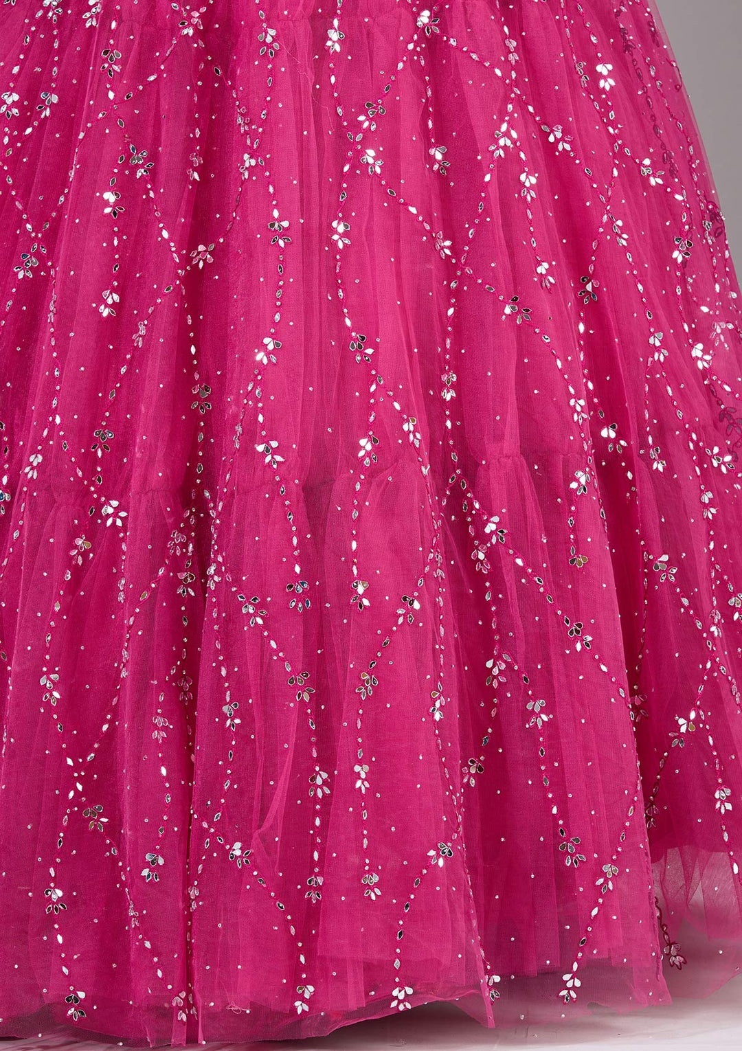 Magenta Pink Sequins Net Gown