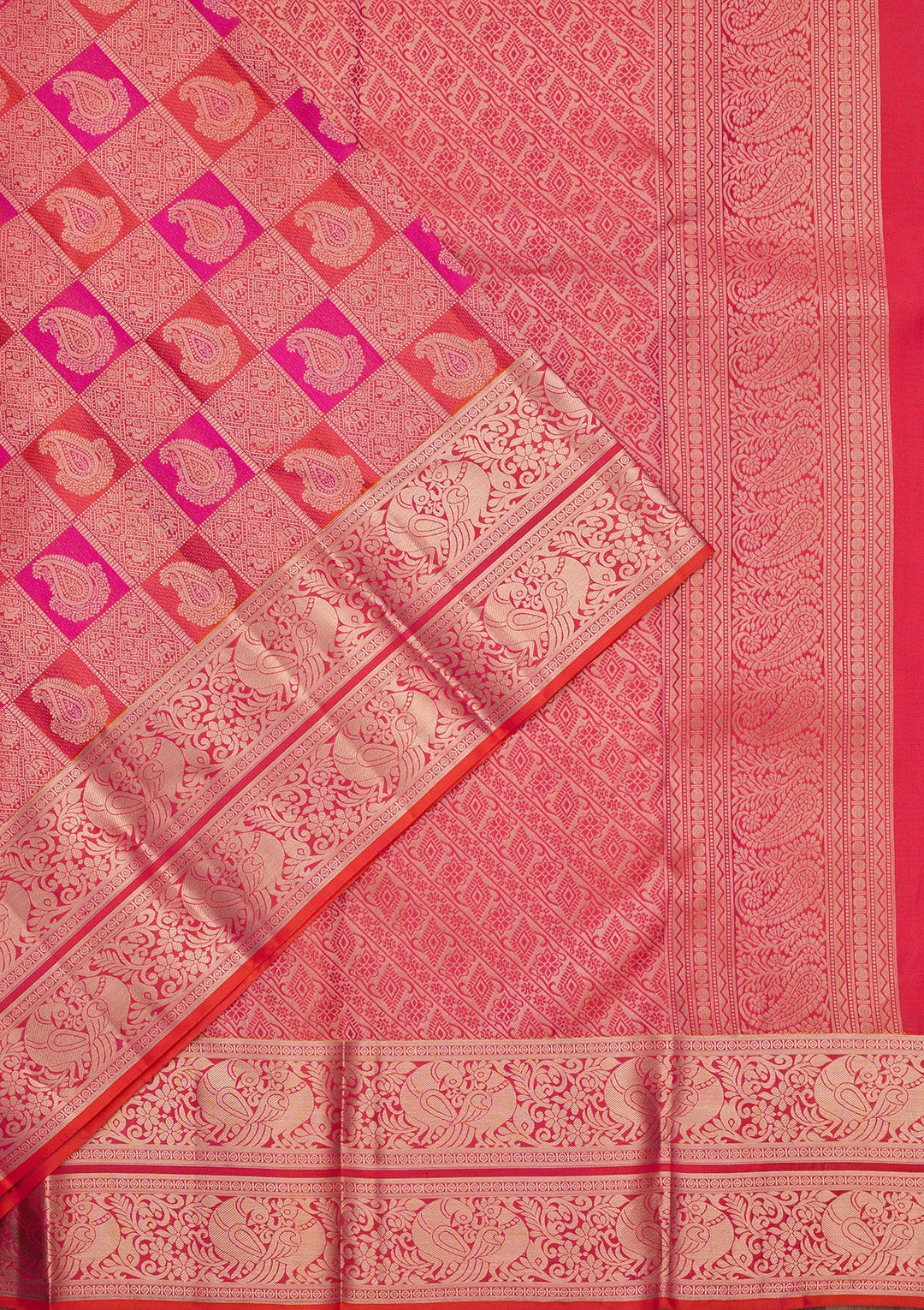 Orange Zariwork  Silk Saree