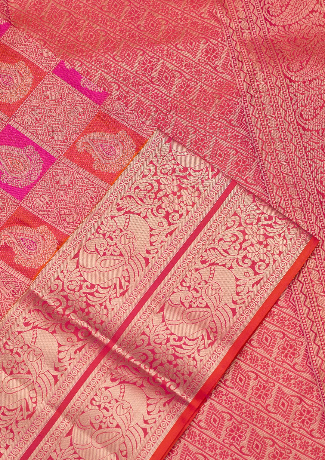 Orange Zariwork  Silk Saree