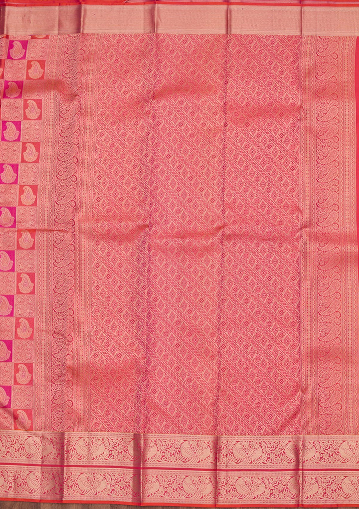 Orange Zariwork  Silk Saree