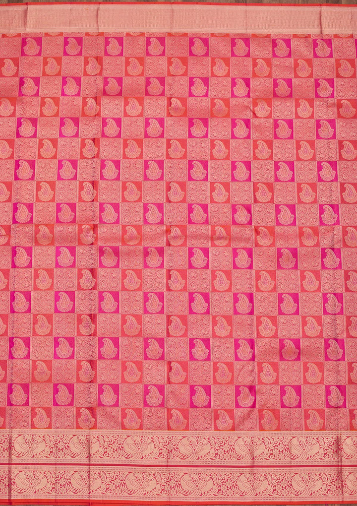 Orange Zariwork  Silk Saree