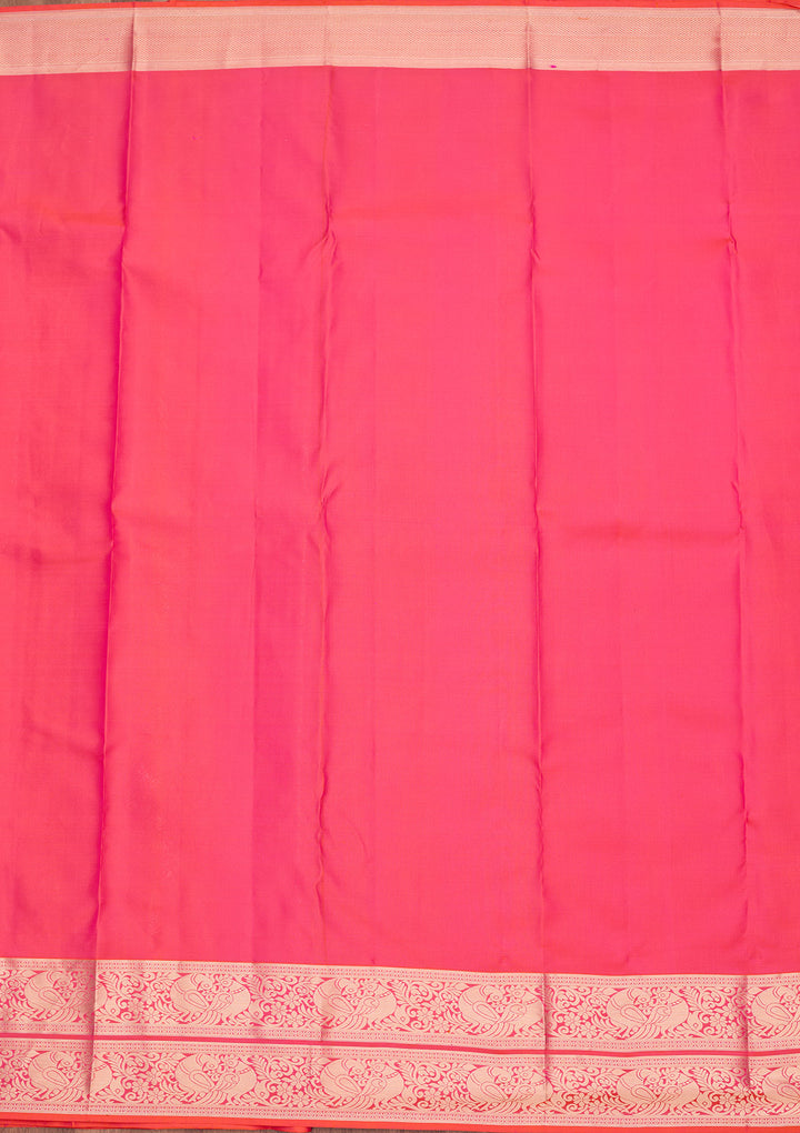 Orange Zariwork  Silk Saree