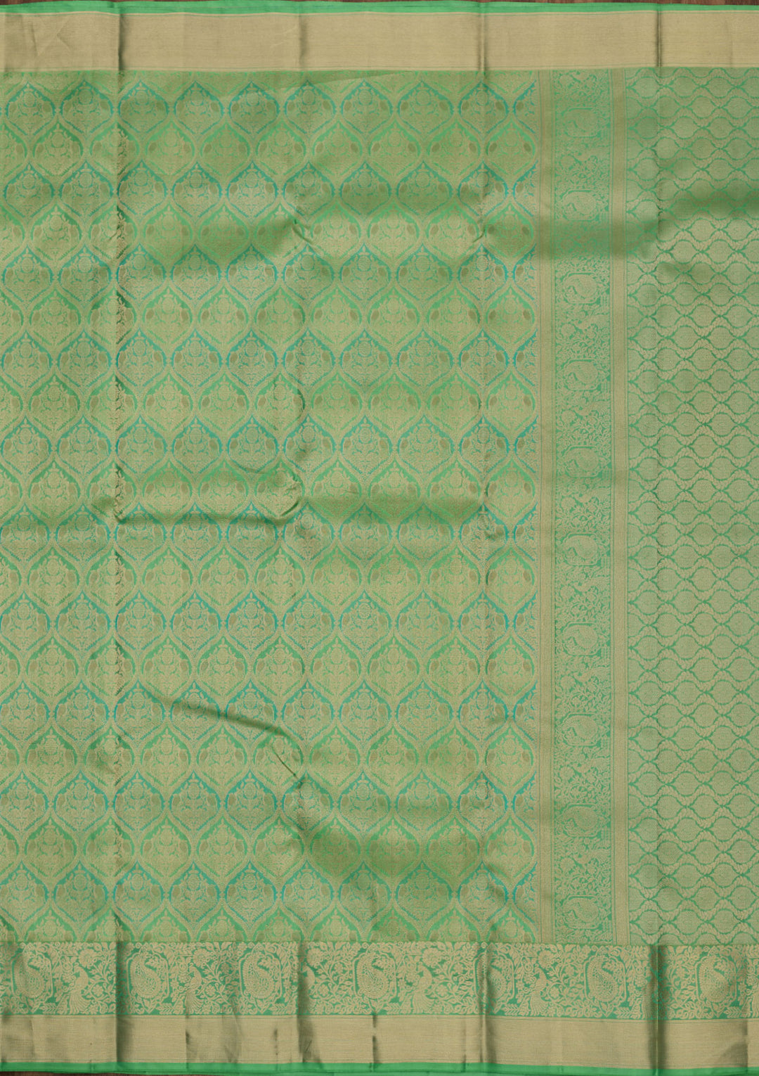 Parrot Green Zariwork Pure Silk Saree