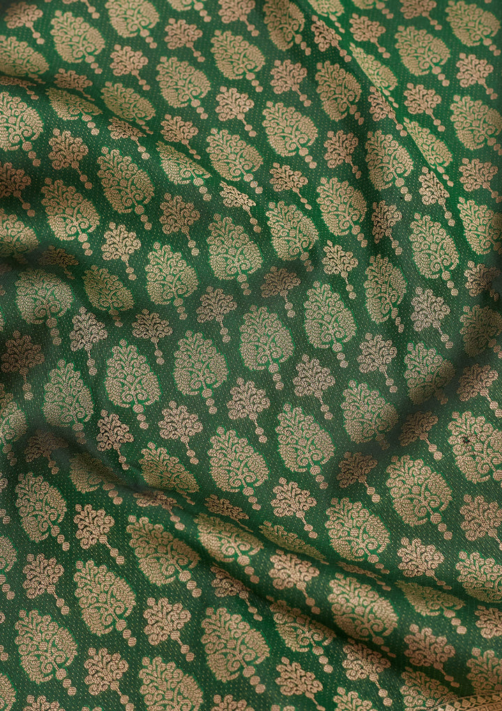 Bottle Green Zariwork Silk Saree