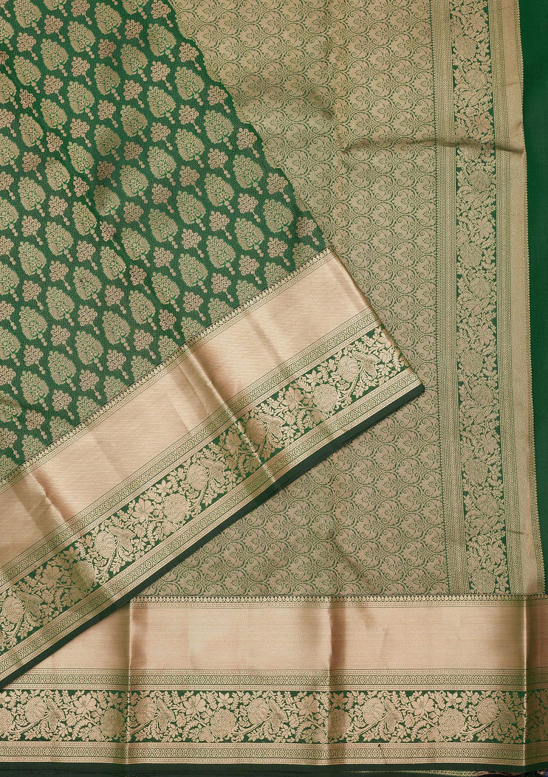 Bottle Green Zariwork Silk Saree