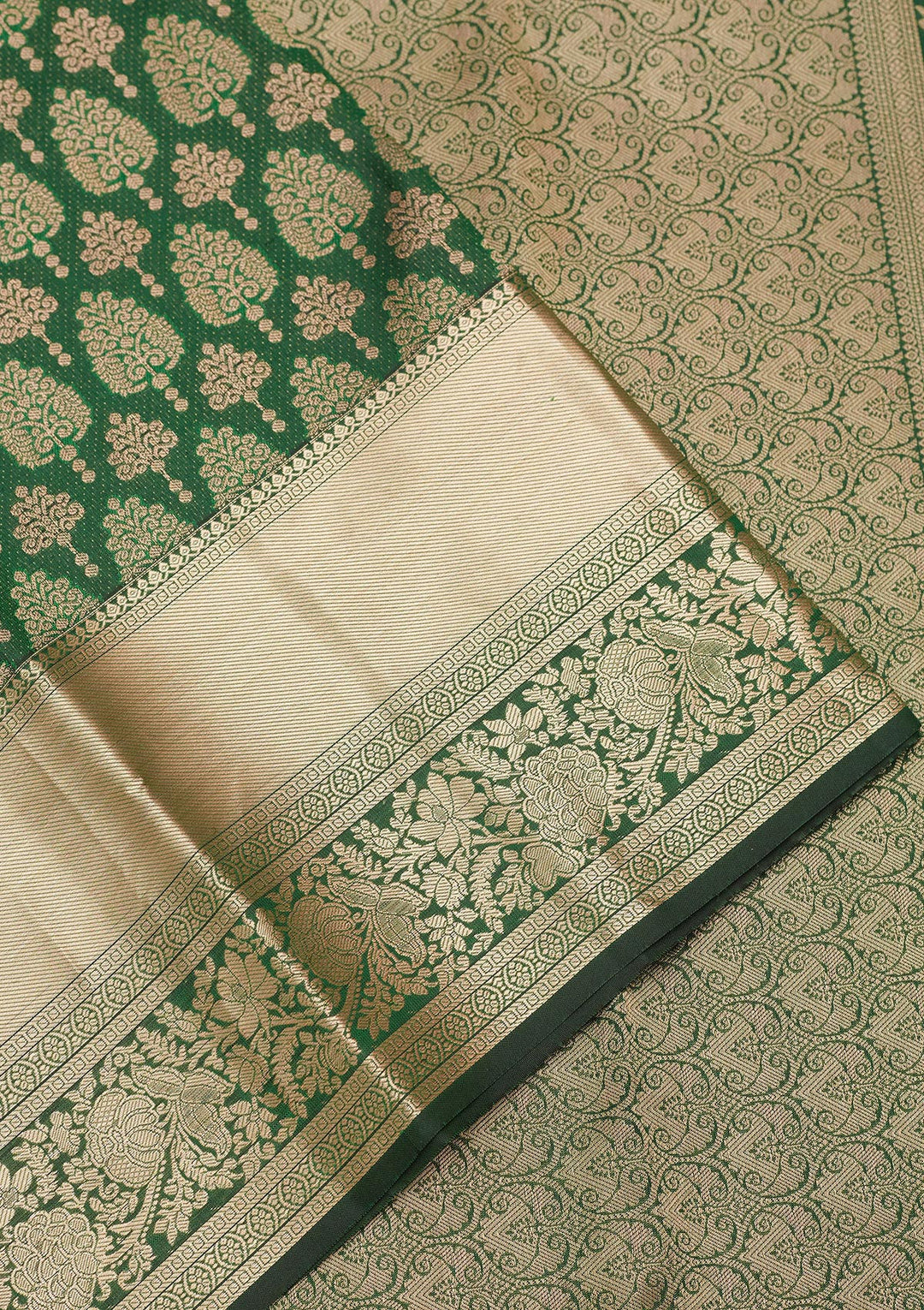 Bottle Green Zariwork Silk Saree