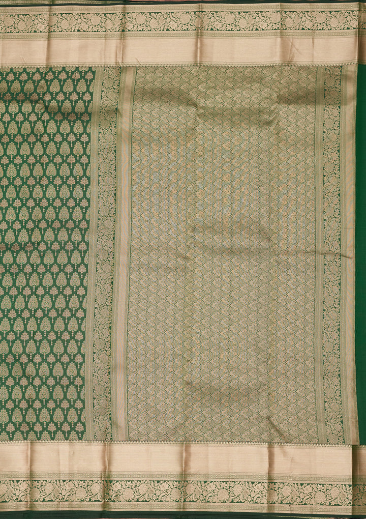 Bottle Green Zariwork Silk Saree