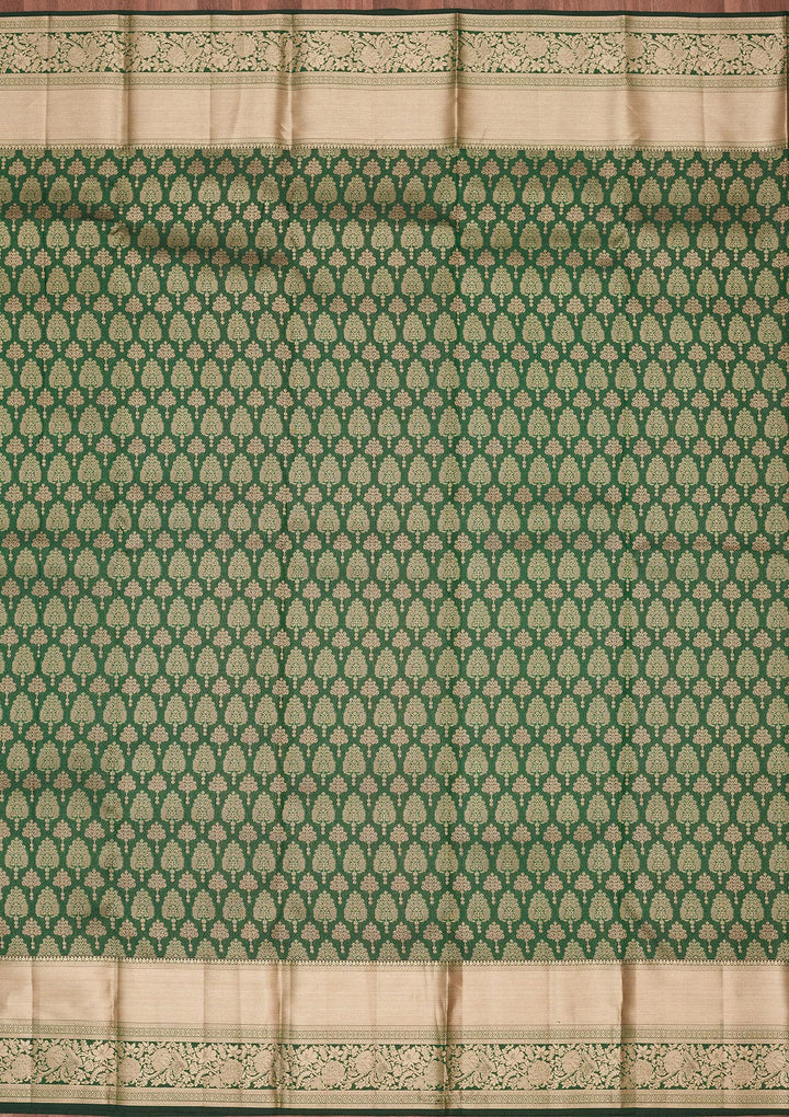 Bottle Green Zariwork Silk Saree