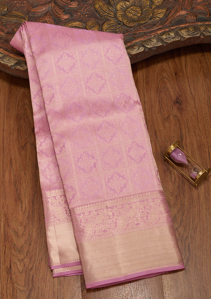 Onion Pink Zariwork (Gold) Silk Saree