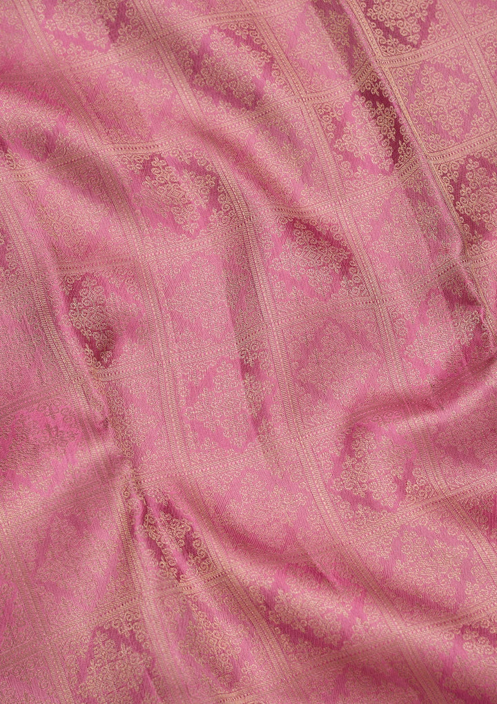 Onion Pink Zariwork (Gold) Silk Saree