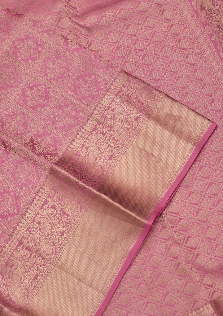 Onion Pink Zariwork (Gold) Silk Saree