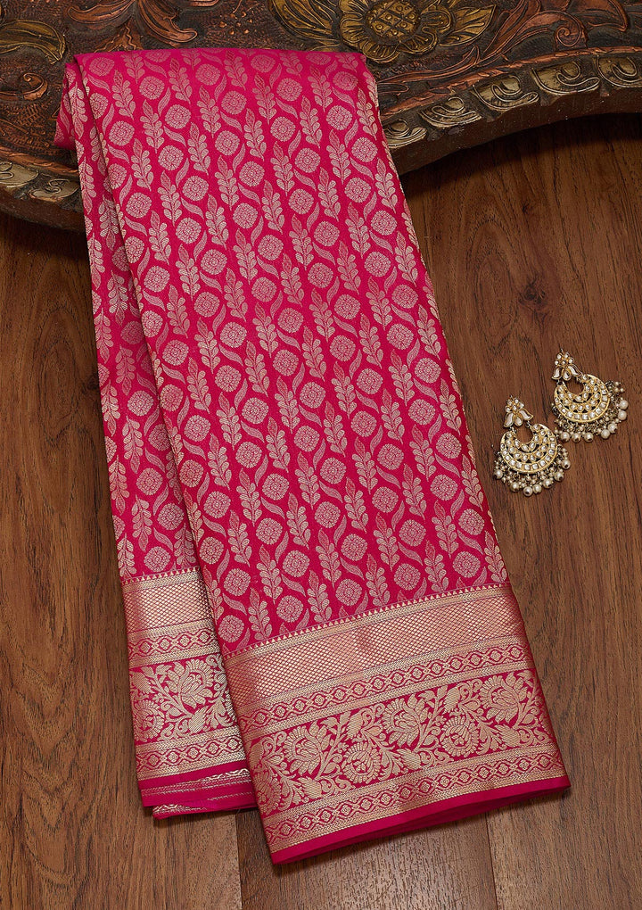 Rani Pink Zariwork (Gold) Silk Saree