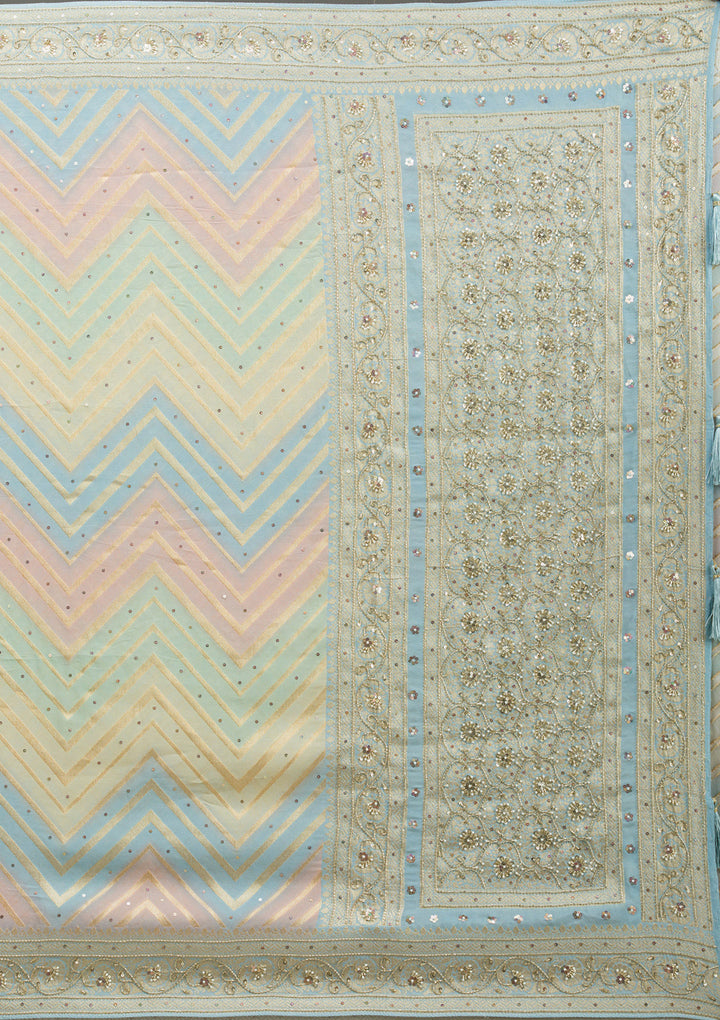 Sky Blue Plain Georgette Saree